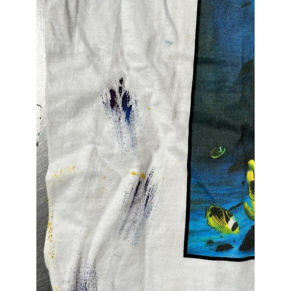 1990 Wyland Studios Kissing Dolphins Men's T-Shirt Hand Signed Painted Large VTG - Picture 11 of 12